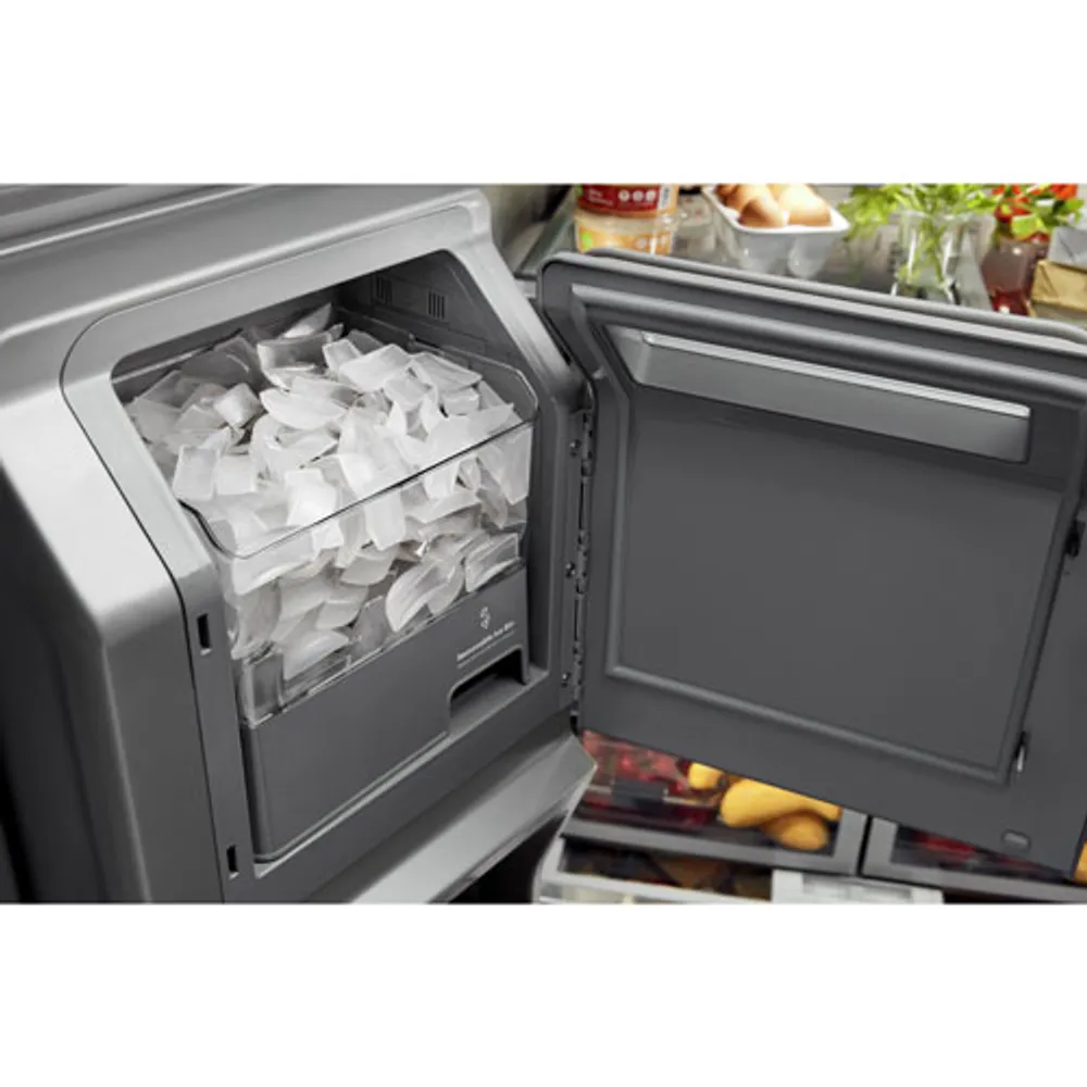 KitchenAid 36" 27 Cu Ft French Door Refrigerator w/ Water & Ice Dispenser (KRFF577KPS) -Stainless Steel