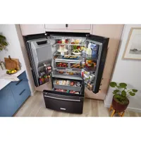 KitchenAid 36" 27 Cu Ft French Door Refrigerator w/ Water & Ice Dispenser (KRFF577KBS) -Black Stainless