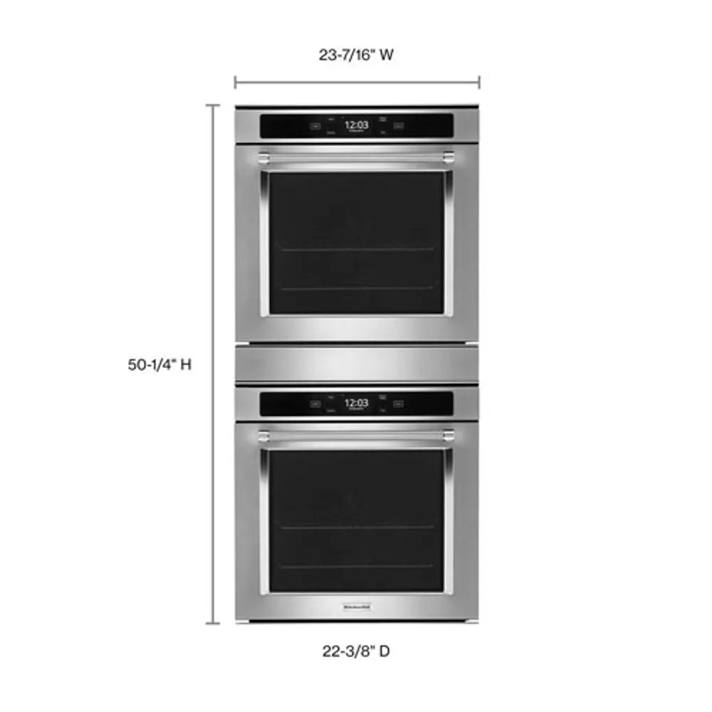 KitchenAid 24" 5.8 Cu. Ft./5 Cu. Ft. True Convection Electric Double Wall Oven (KODC504PPS) - Stainless Steel