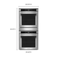 KitchenAid 24" 5.8 Cu. Ft./5 Cu. Ft. True Convection Electric Double Wall Oven (KODC504PPS) - Stainless Steel