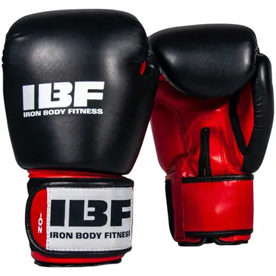 Gants de boxe de 14 oz Sport Series d'Iron Body Fitness - Noir/Rouge