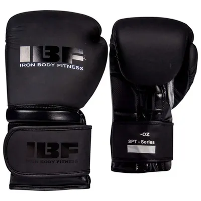 Gants de boxe de 10 oz Blackout Series d'Iron Body Fitness - Noir