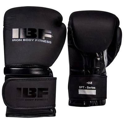 Gants de boxe de 12 oz Blackout Series d'Iron Body Fitness - Noir