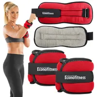 Econofitness Adjustable Comfort Fit Ankle & Wrist Weights - 2 lb - Red/Black