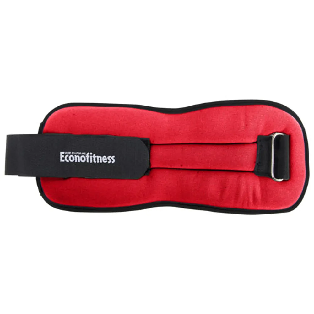 Econofitness Adjustable Comfort Fit Ankle & Wrist Weights - 2 lb - Red/Black