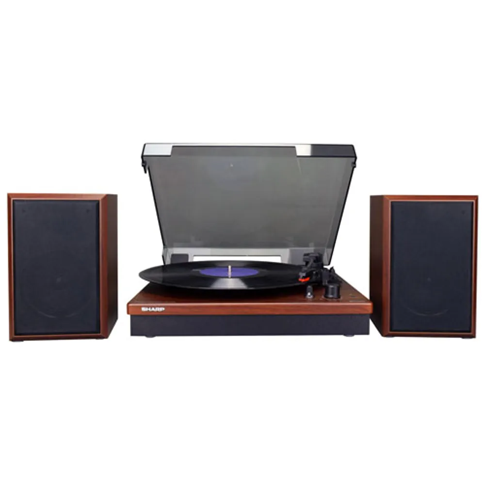 Sharp RP-TT70 3-Speed Dual Bluetooth Turntable & Stereo Shelf Speakers (Pair) - Wood/Walnut - Only at Best Buy