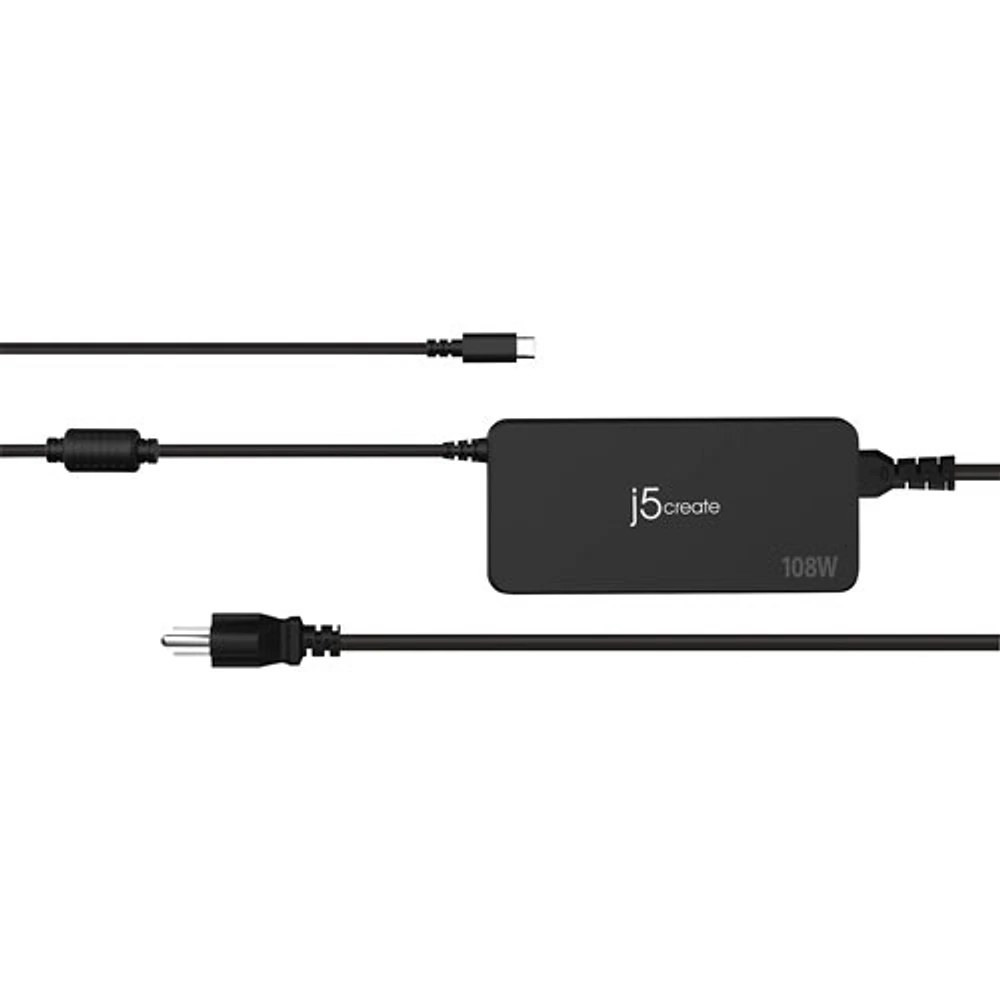 Chargeur à 3 ports USB-C PD de 108 W Super Charger de j5create (JUP34108)