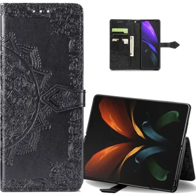 Mandala Embossed Wallet Case for Samsung Galaxy Z Fold4 5G, TPU Leather Shockproof Protective with Magnetic