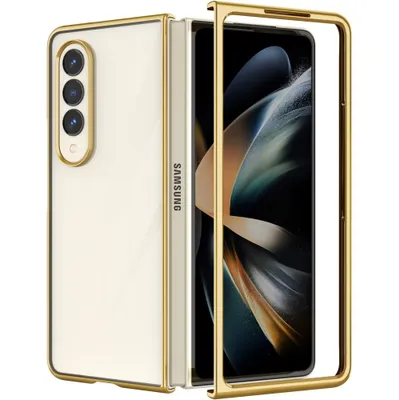 Case Compatible with Samsung Galaxy Z Fold4, Clear Transparent Luxury Protective Electroplated Cover for Samsung