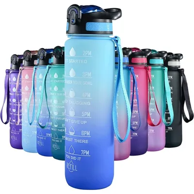 32oz/1L Motivational Water Bottle With Straw, A Great Partner Timed Your Full Day's Water Drinking, Best Accessories