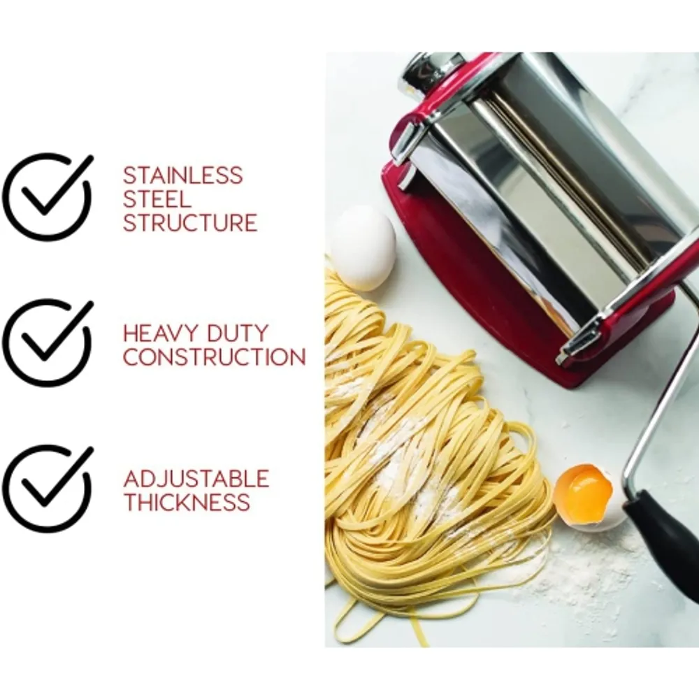 Stainless Steel Manual Roller Pasta Maker Machine Adjustable