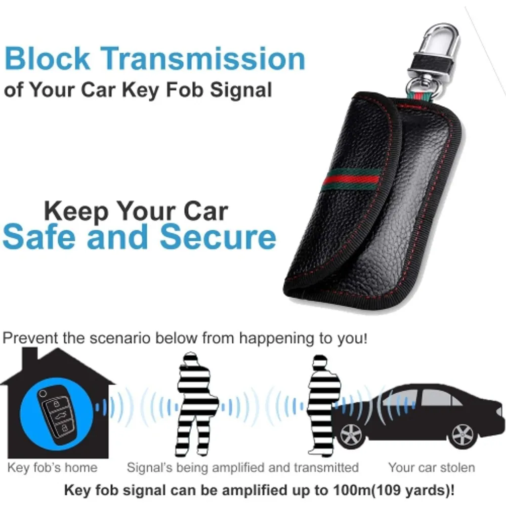 Faraday Bags,Faraday Bag for Key Fob Car RFID Signal Blocking Faraday Pouch,Key  fob Protector, Black Antitheft Products, Remote Entry Smart Key Fob Case 