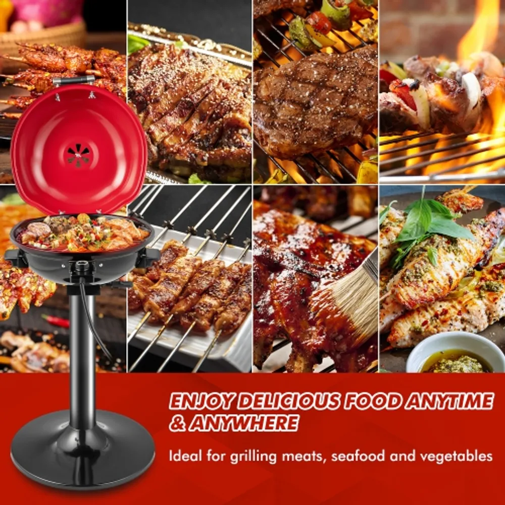 Costway Electric BBQ Grill 1350W Non-stick 4 Temperature Setting Outdoor  Garden Camping 