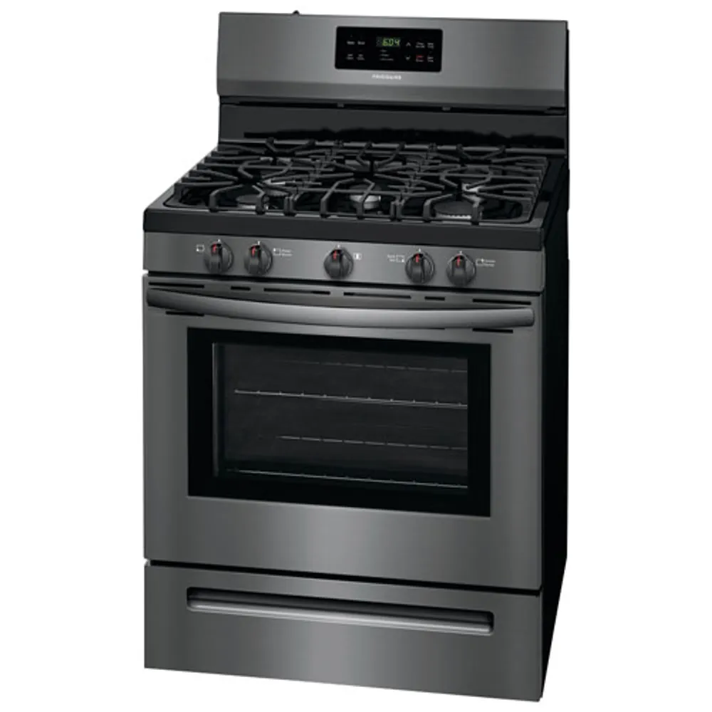 Cuisinière au gaz autonome à 5 brûleurs avec four autonettoyant 5 pi³ 30 po de Frigidaire (FFGF3054TD) - Inox noir