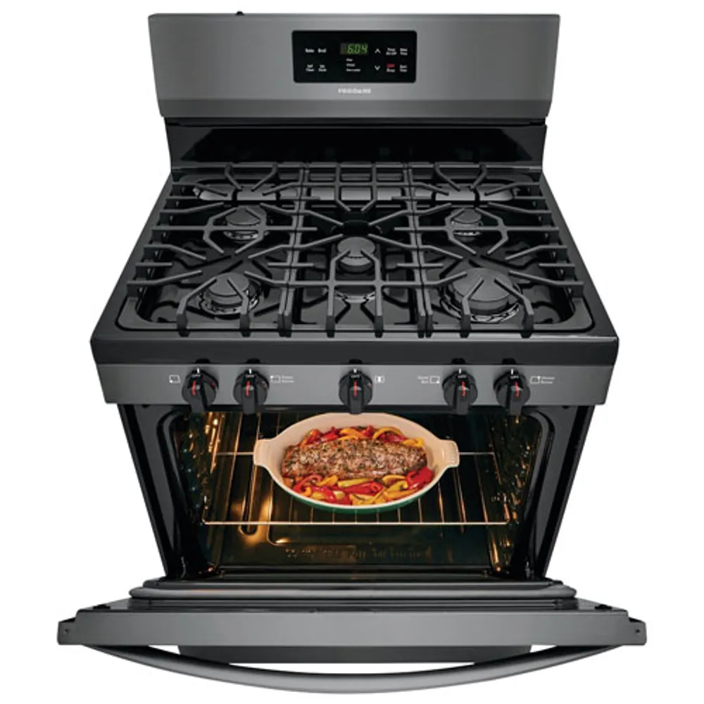 Frigidaire 30" 5.0 Cu. Ft. Self-Clean 5-Burner Freestanding Gas Range (FFGF3054TD) - Black Stainless Steel