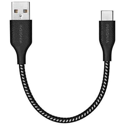 Insignia 0.15m (0.5ft) USB-C to USB-A Braided Cable (NS-MCA0621C-C) - Charcoal - Only at Best Buy