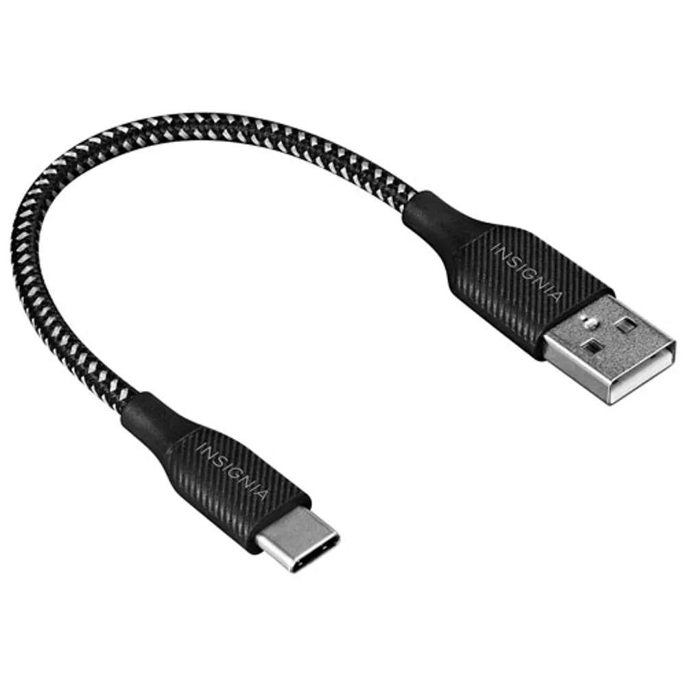 Insignia 0.15m (0.5ft) USB-C to USB-A Braided Cable (NS-MCA0621C-C) - Charcoal - Only at Best Buy