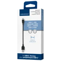 Insignia 0.15m (0.5ft) USB-C to USB-A Braided Cable (NS-MCA0621C-C) - Charcoal - Only at Best Buy