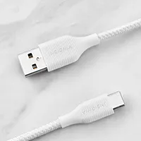 Câble tissé USB-C à USB-A de 1,8 m (6 pi) d'Insignia (NS-MCAW621C-C) - Blanc - Exclusivité de Best Buy