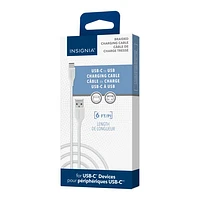 Insignia 1.8m (6 ft.) USB-C to USB-A Braided Cable (NS-MCAW621C-C) - White - Only at Best Buy