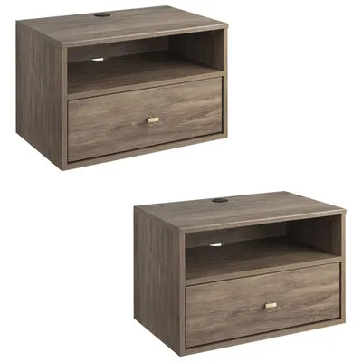 Floating Transitional 1-Drawer Nightstand - Set of 2