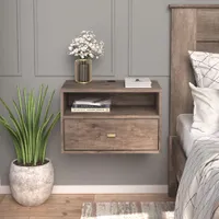 Floating Transitional 1-Drawer Nightstand - Set of 2