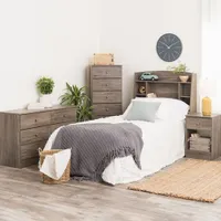 Astrid Open-Shelf Rustic Country 1-Drawer Nightstand - Drifted Grey