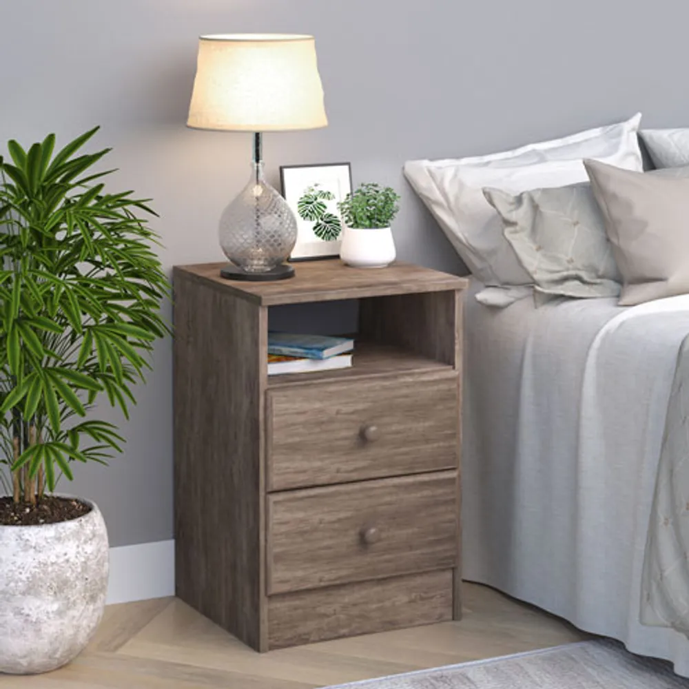 Astrid Rustic Country 2-Drawer Nightstand - Drifted Grey