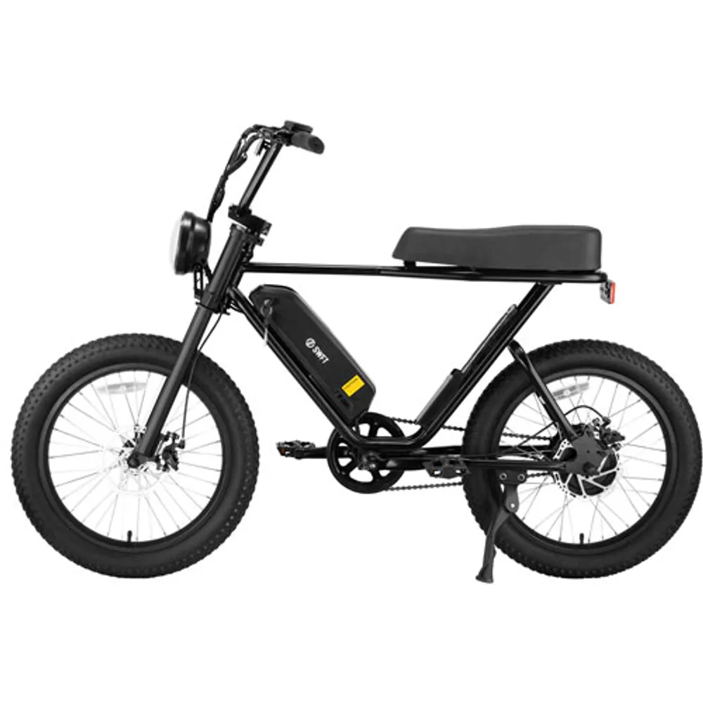 SWFT Zip X 500W Electric Fat Tire Motorcycle-Style Bike with up to 59.5km Battery Life - Black - Only at Best Buy