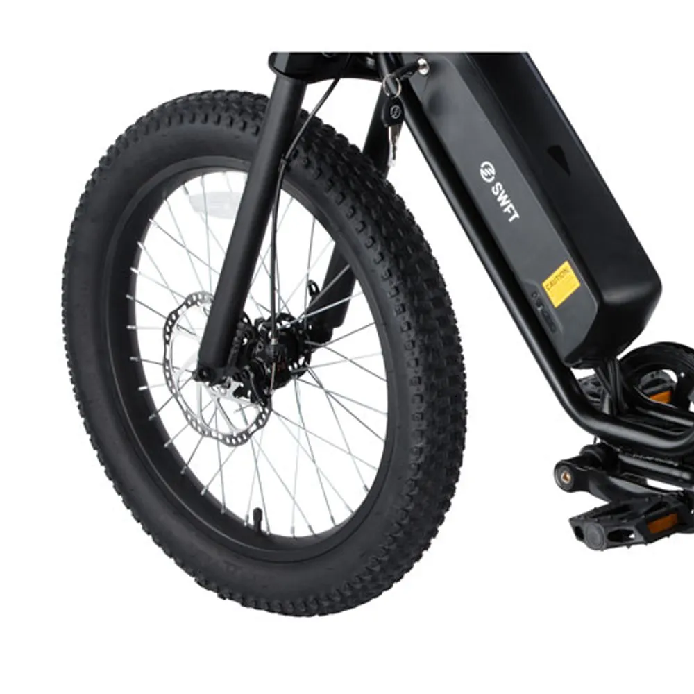 SWFT Zip X 500W Electric Fat Tire Motorcycle-Style Bike with up to 59.5km Battery Life - Black - Only at Best Buy