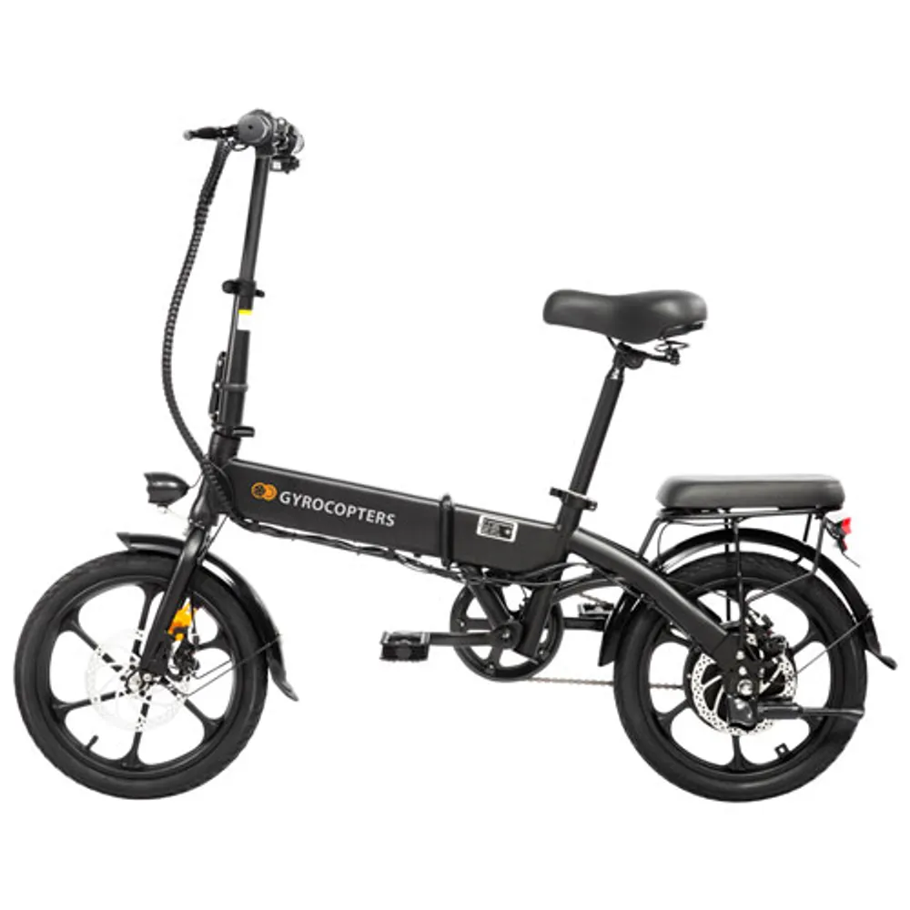 Gyrocopters Whiz 350W Cargo Foldable Compact Electric Bike (Up to 67km Battery Range / 25km/h Top Speed) - Black - Only at Best Buy