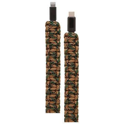 Tac Tech Paracord 1m (3.2 ft.) Lightning to USB-C Cable - Green/Black