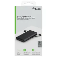 Chargeur portable de 10 000 mA h BoostCharge de Belkin avec câble Lightning et câble USB-C - Noir