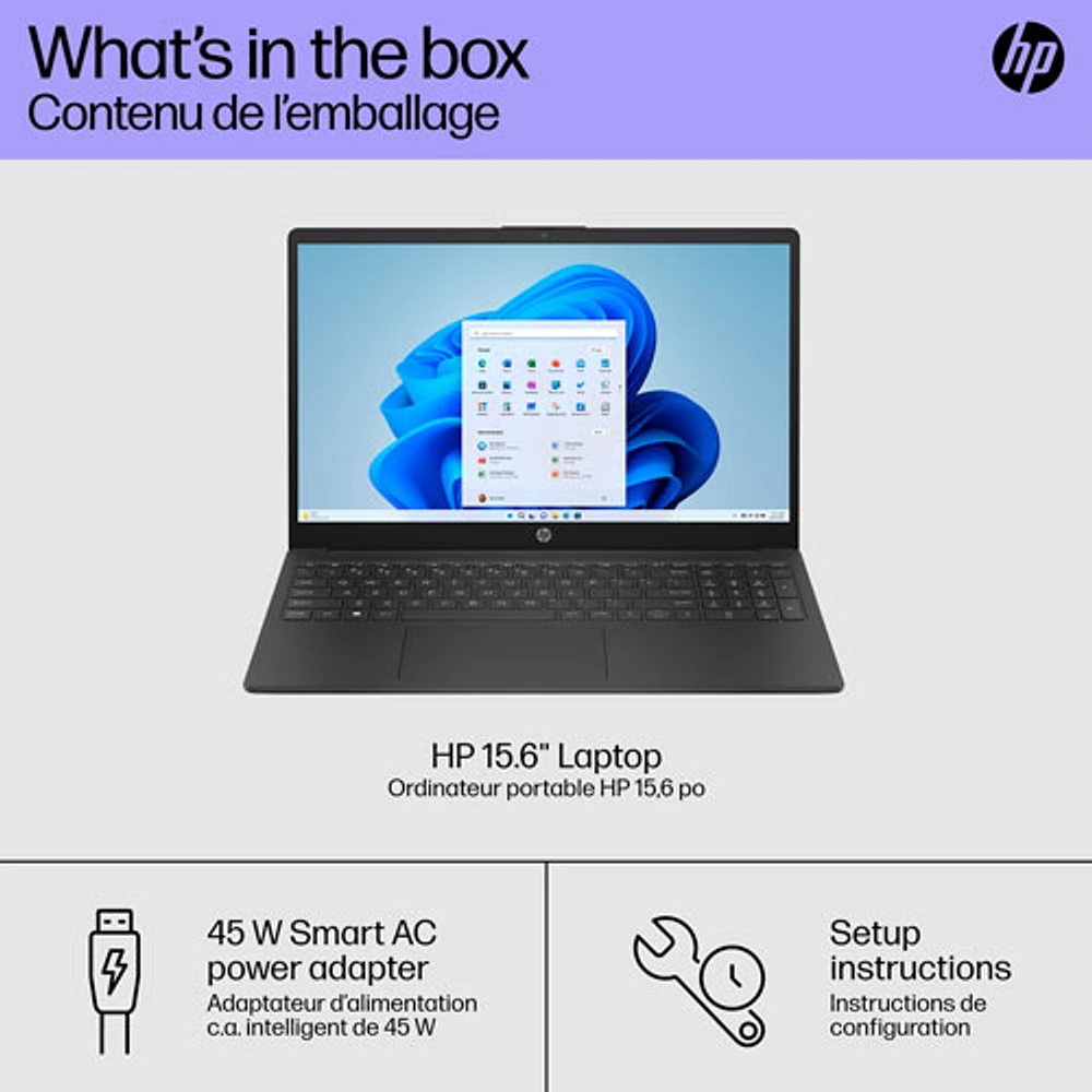 HP 15.6" Laptop - Jet Black (Intel N100/512 GB SSD/8GB RAM/Windows 11 Home)