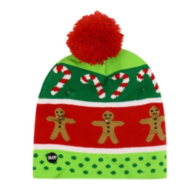 Christmas Hat Knitted LED Hats Gingerbread man and candy Pattern