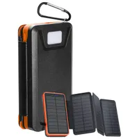 TacTech 16,000 mAh USB-A/USB-C Solar Power Bank with LED Flashlight (ETTPB16MP) - Black/Orange