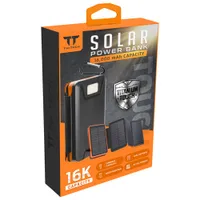 TacTech 16,000 mAh USB-A/USB-C Solar Power Bank with LED Flashlight (ETTPB16MP) - Black/Orange