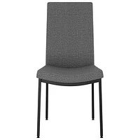 Torres Contemporary Fabric Dining Chair - Grey Woven/Black