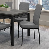 Torres Contemporary Fabric Dining Chair - Grey Woven/Black