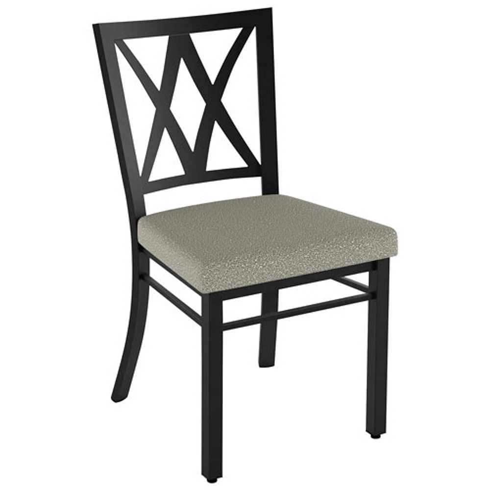 Washington Modern Polyester Dining Chair - Beige-Grey Bouclé/Black