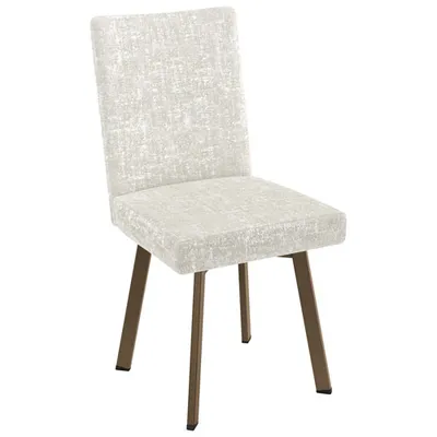 Elmira Contemporary Fabric Dining Chair - White Cream Chenille/Bronze