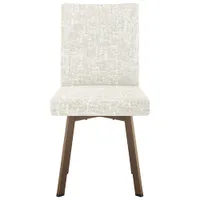 Elmira Contemporary Fabric Dining Chair - White Cream Chenille/Bronze