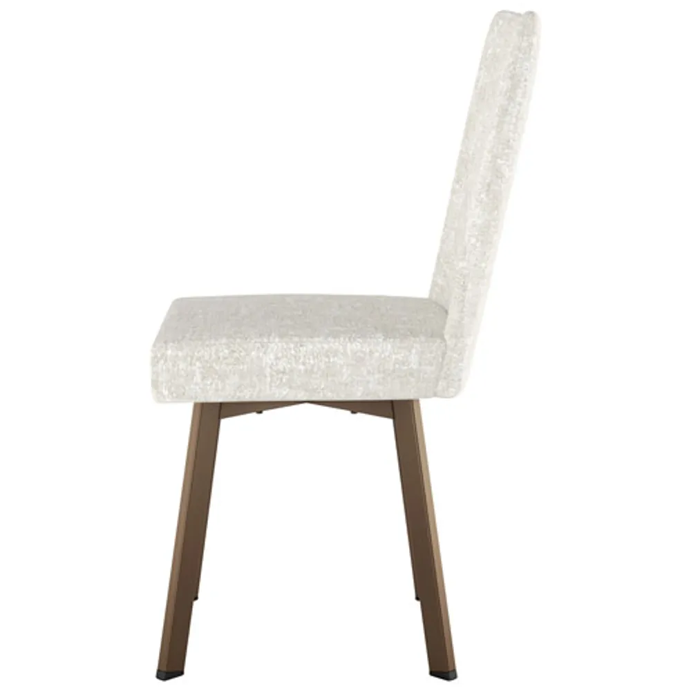 Elmira Contemporary Fabric Dining Chair - White Cream Chenille/Bronze