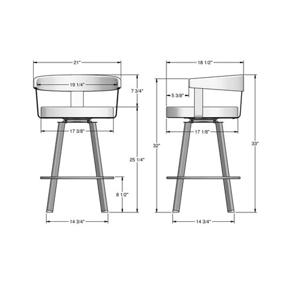 Tabouret de bar contemporain à hauteur de comptoir Lars