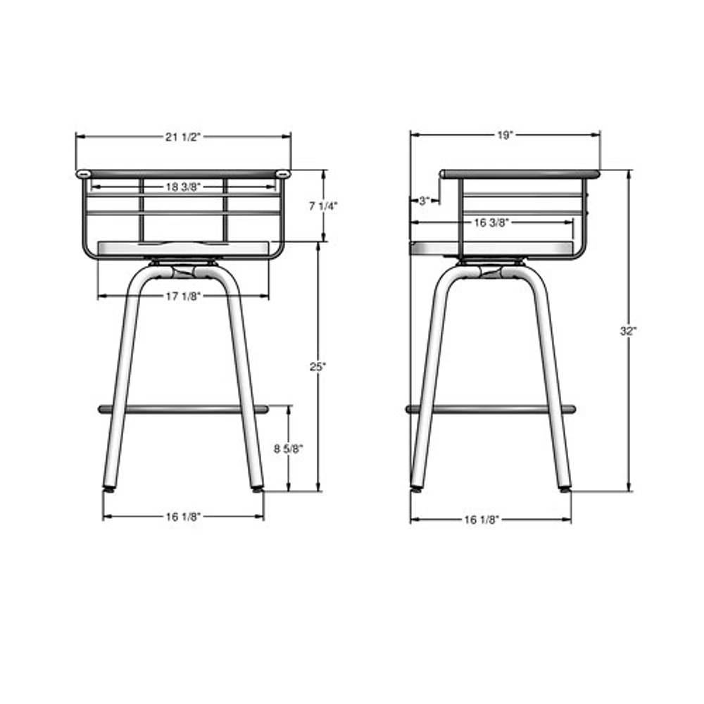 Tabouret de bar transitionnel à hauteur de comptoir Brisk