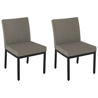 Perry Traditional Fabric Dining Chair - Set of 2 - Beige Black Tweed/Black