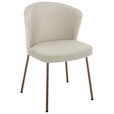 Chaise de salle à manger transitionnelle en polyester Camilla - Tissu bouclé crème/Bronze