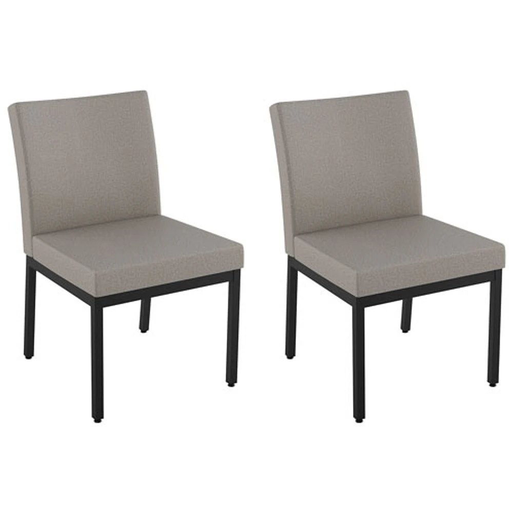 Perry Traditional PU Dining Chair - Set of 2 - Grey-Beige/Black