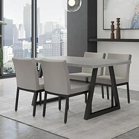 Perry Traditional PU Dining Chair - Set of 2 - Grey-Beige/Black