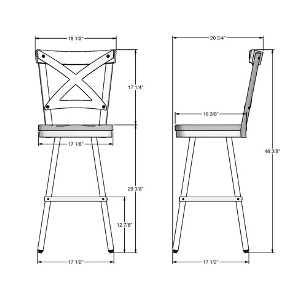 Tabouret de bar transitionnel à hauteur de bar Jasper